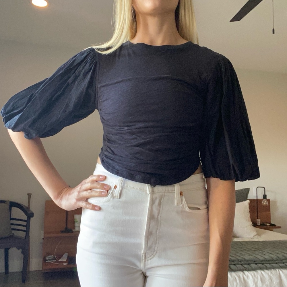 Free People Cropped Black Top